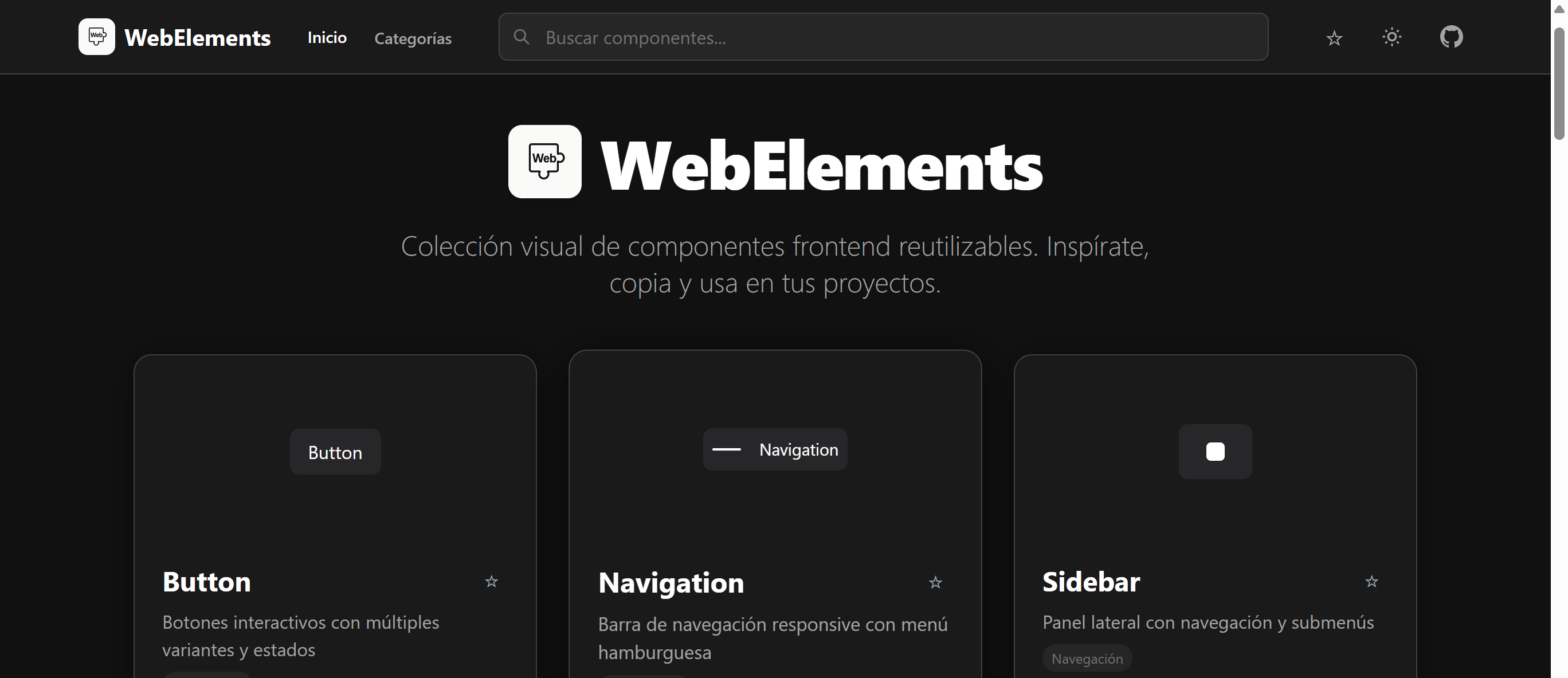 WebElements - Vista principal
